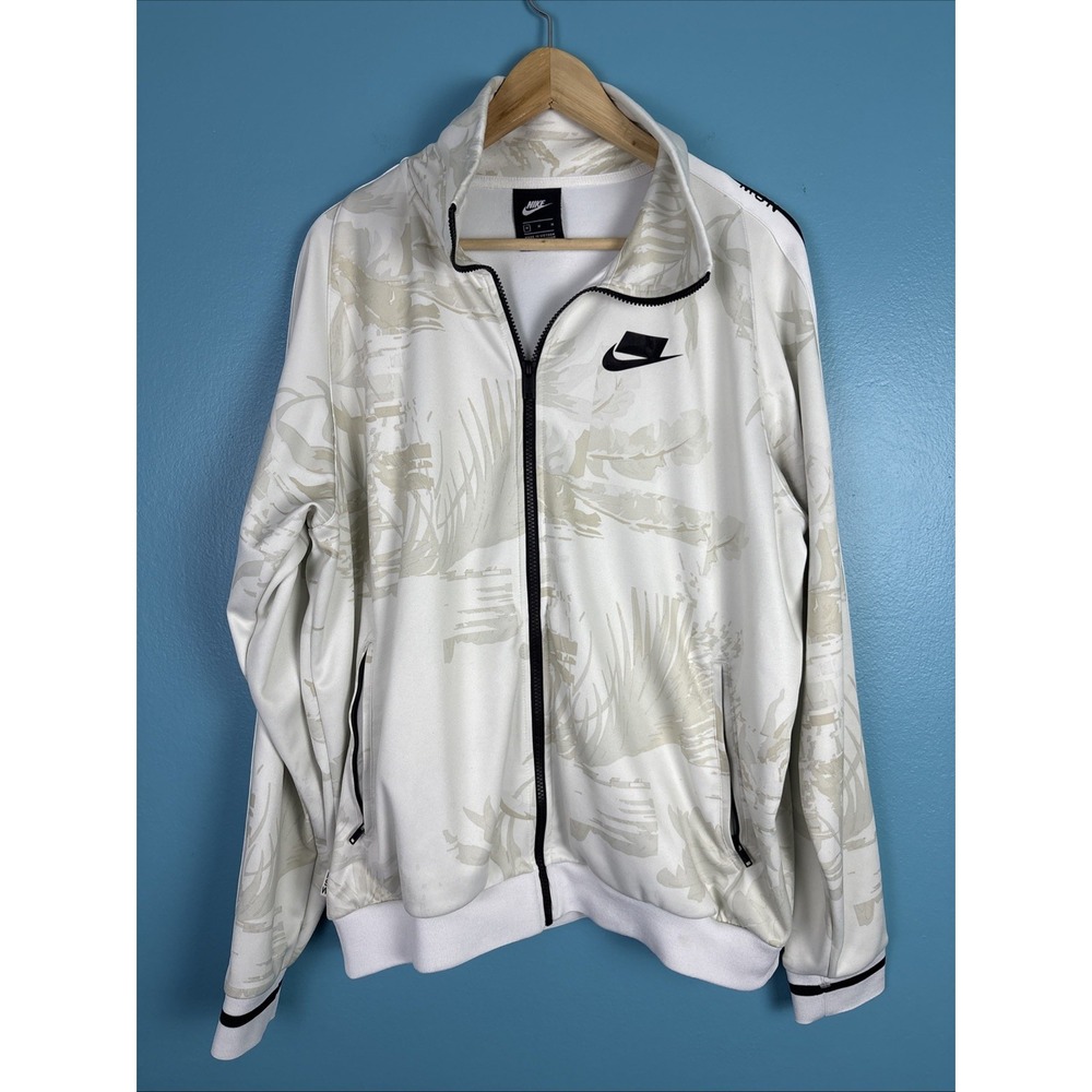Nike NSW Track Jacket White Medium AR1611-121 Floral Print Full Zip Athleasure